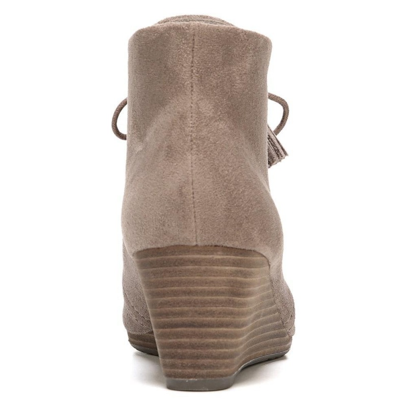 Brown Stucco Women's Dr. Scholl's Dakota Wedge Booties | 48590-RXHN