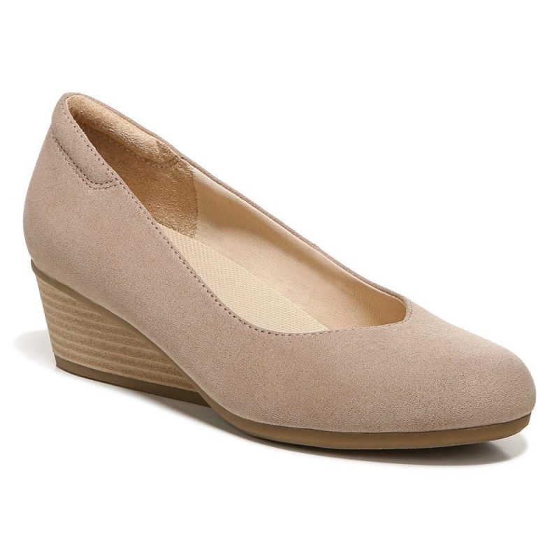 Brown Taupe Fabric Women's Dr. Scholl's Be Ready Slip On Wedges | 05368-ZCRF