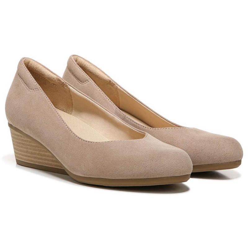 Brown Taupe Fabric Women\'s Dr. Scholl\'s Be Ready Slip On Wedges | 05368-ZCRF