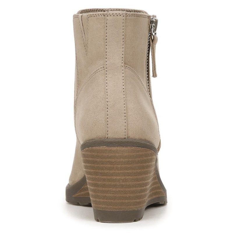 Brown Taupe Fabric Women's Dr. Scholl's Chloe Medium/Wide Wedge Booties | 10725-JKTS