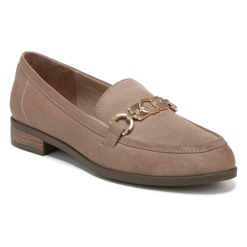 Brown Taupe Fabric Women's Dr. Scholl's Rate Adorn Loafers | 07654-PIBY