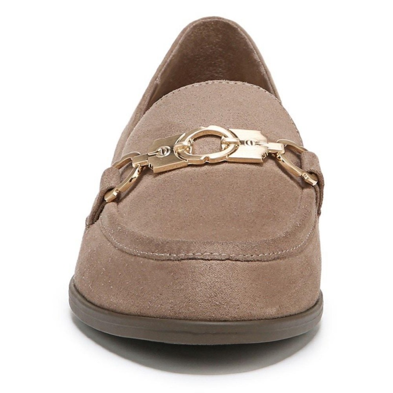 Brown Taupe Fabric Women's Dr. Scholl's Rate Adorn Loafers | 07654-PIBY