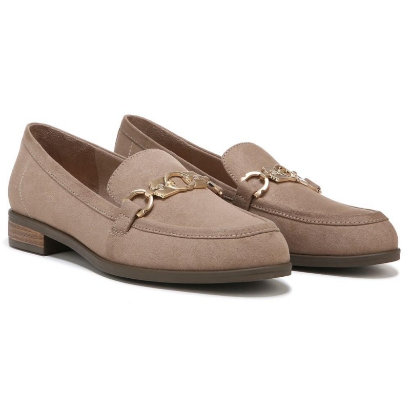 Brown Taupe Fabric Women\'s Dr. Scholl\'s Rate Adorn Loafers | 07654-PIBY