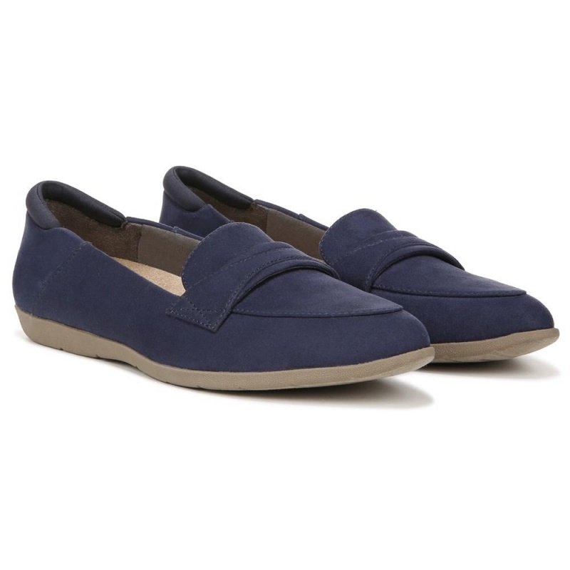 Dark Blue Fabric Women\'s Dr. Scholl\'s Emilia Loafers | 36721-LHRT