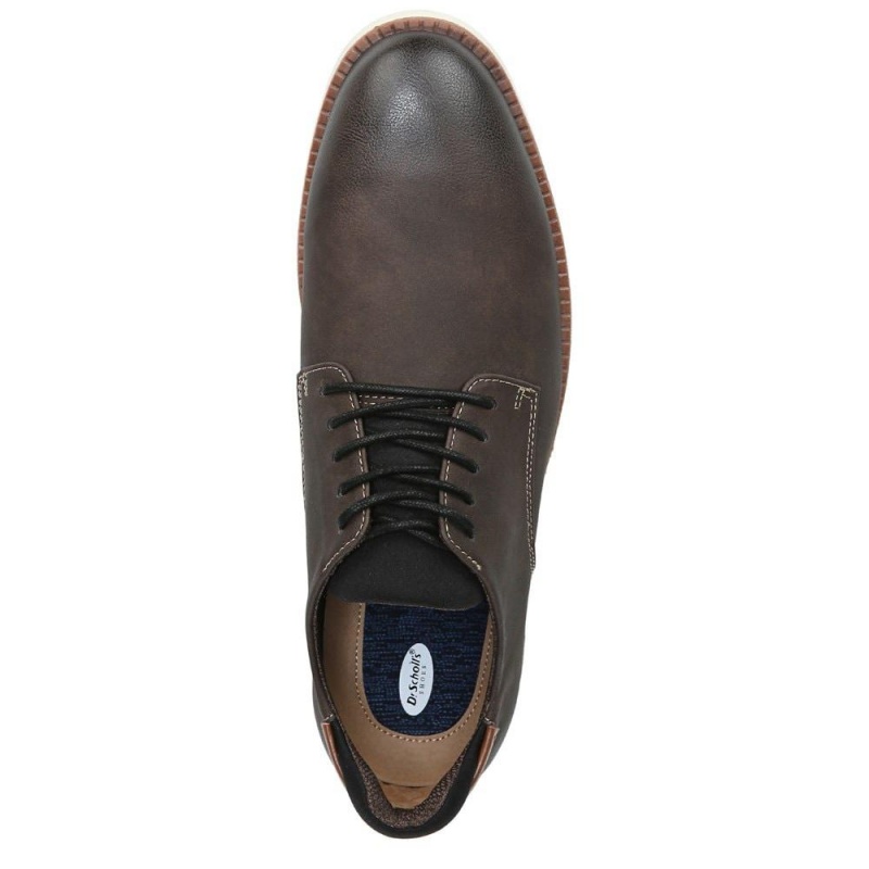 Dark Brown Men's Dr. Scholl's Sync Oxfords Shoes | 12049-ZTGK