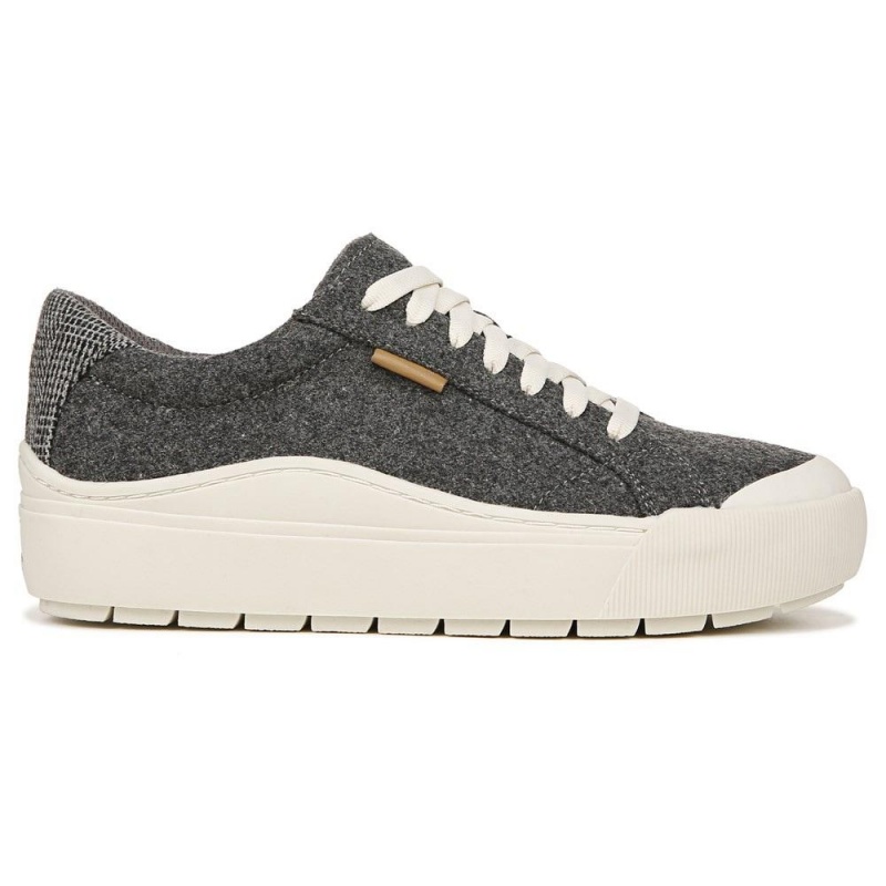 Grey Charcoal Flannel Women's Dr. Scholl's Time Off Lace Up Platform Sneakers | 31286-UDTV