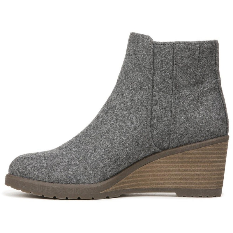 Grey Fabric Women's Dr. Scholl's Chloe Medium/Wide Wedge Booties | 58360-UELP