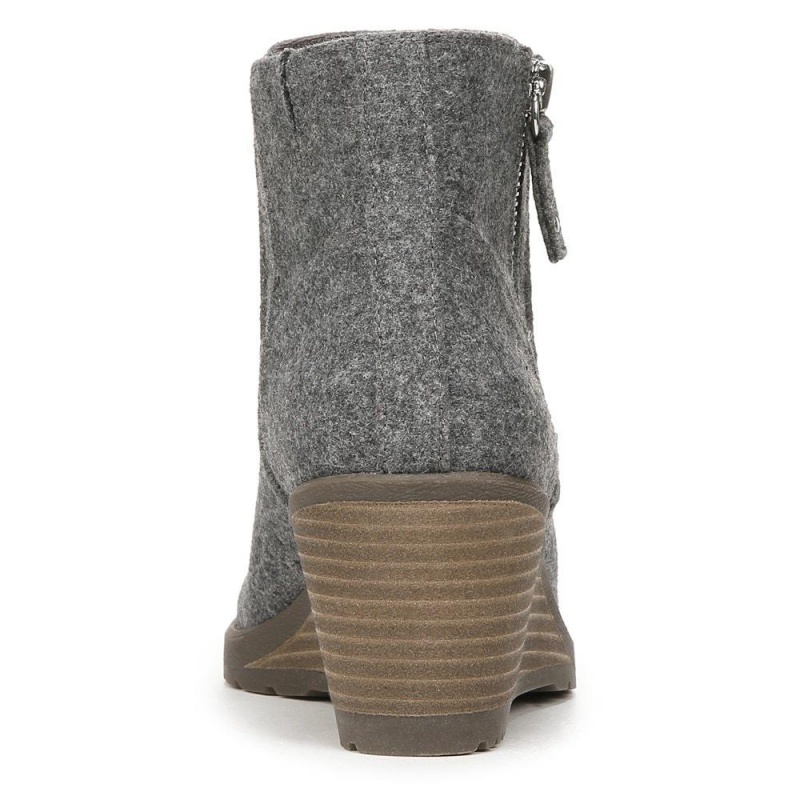 Grey Fabric Women's Dr. Scholl's Chloe Medium/Wide Wedge Booties | 58360-UELP