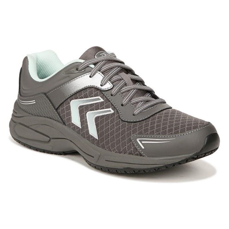 Grey Leather Women's Dr. Scholl's Blaze Slip Resistant Work Sneakers | 37184-YZMV