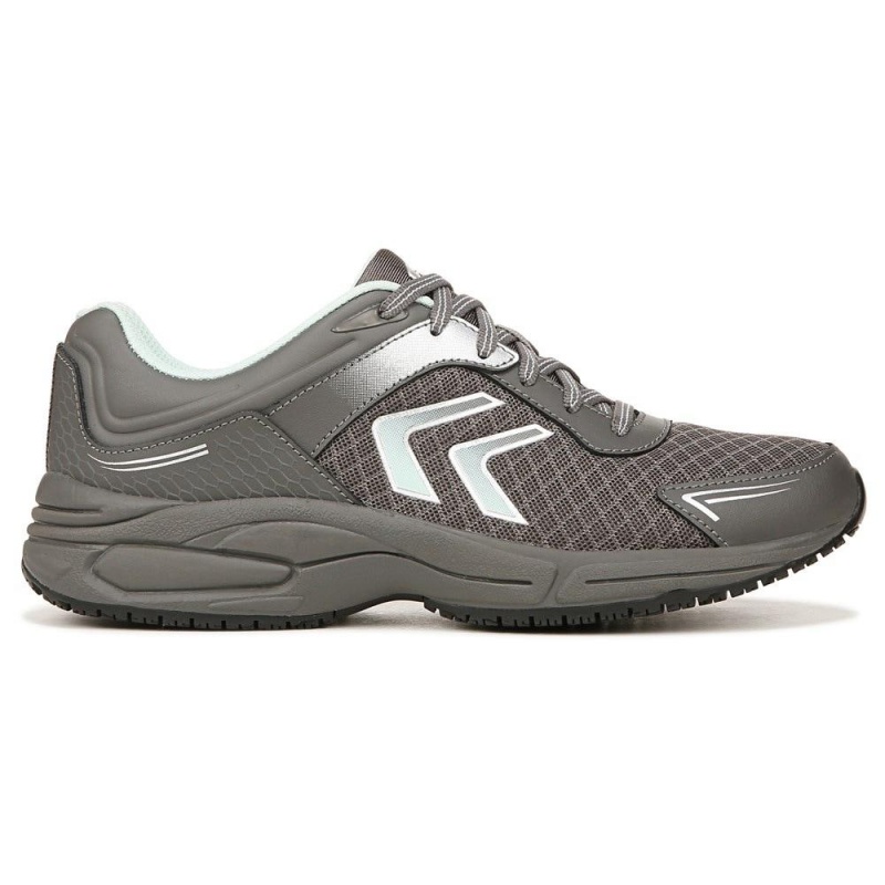 Grey Leather Women's Dr. Scholl's Blaze Slip Resistant Work Sneakers | 37184-YZMV