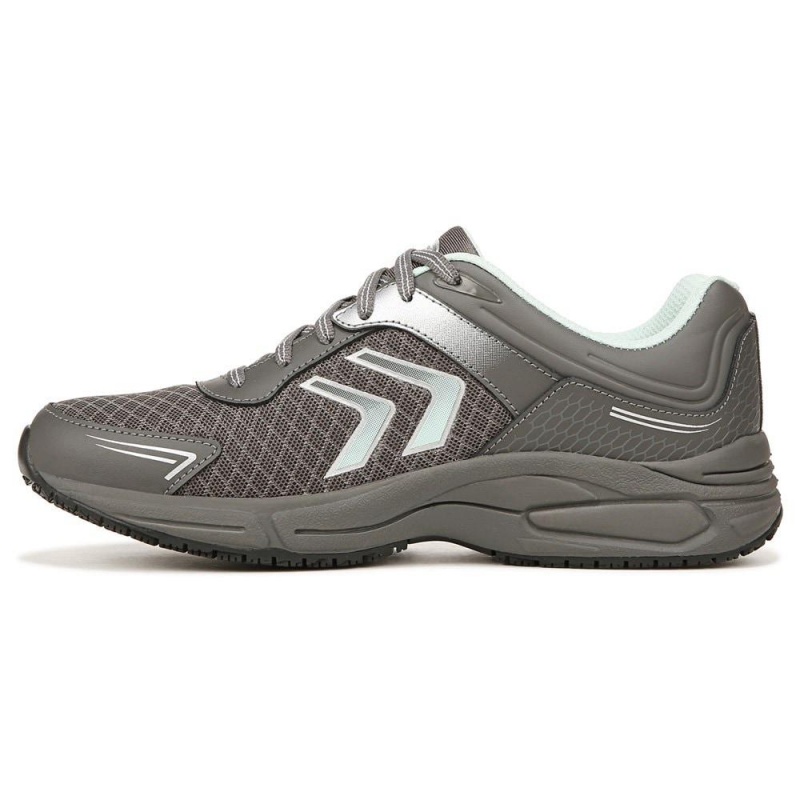 Grey Leather Women's Dr. Scholl's Blaze Slip Resistant Work Sneakers | 37184-YZMV