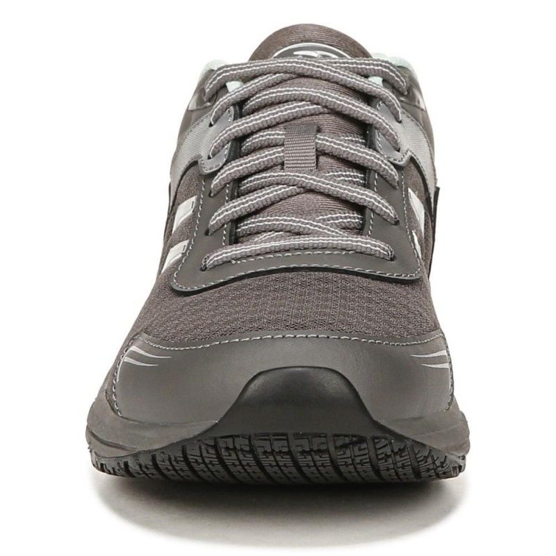 Grey Leather Women's Dr. Scholl's Blaze Slip Resistant Work Sneakers | 37184-YZMV