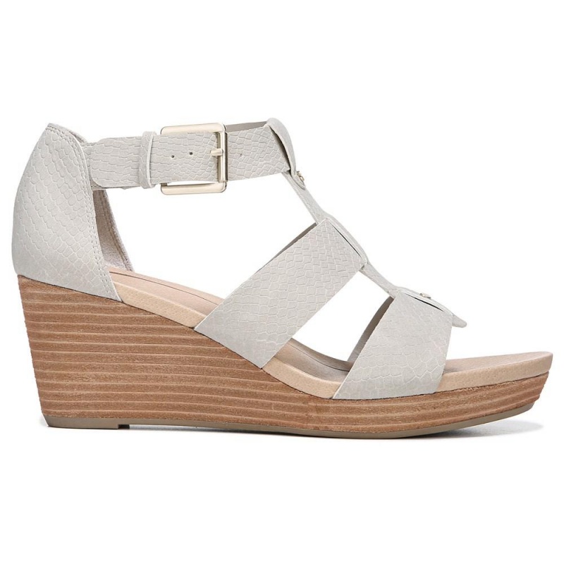 Grey Snake Print Women's Dr. Scholl's Barton Wedge Sandals | 63798-ROMG