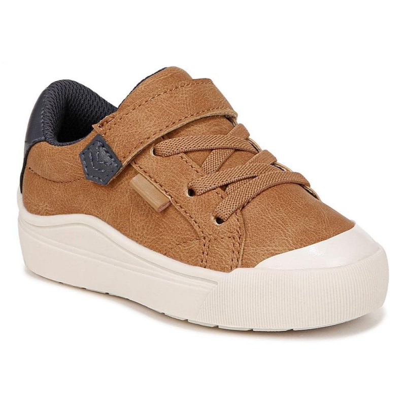 Honey Brown Faux Leather Boys' Dr. Scholl's Time Off Toddler/Little Lace Up Sneakers | 24916-FACW