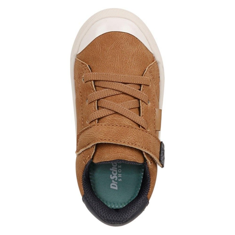 Honey Brown Faux Leather Boys' Dr. Scholl's Time Off Toddler/Little Lace Up Sneakers | 24916-FACW