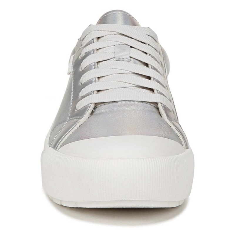 Metallic Silver Faux Leather Women's Dr. Scholl's Time Off Lace Up Platform Sneakers | 31064-GRPM