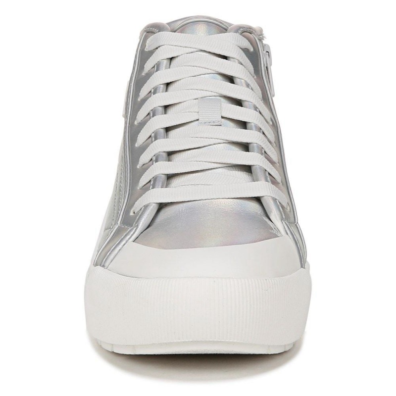 Metallic Silver Faux Leather Women's Dr. Scholl's Time Off Hi Top Platform High Top Sneakers | 10584-RYLP