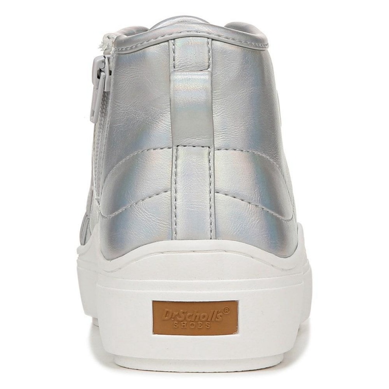 Metallic Silver Faux Leather Women's Dr. Scholl's Time Off Hi Top Platform High Top Sneakers | 10584-RYLP