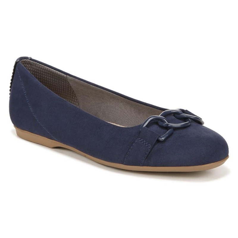 Navy Fabric Women's Dr. Scholl's Wexley Adorn Ballet Flats | 87069-PRFJ