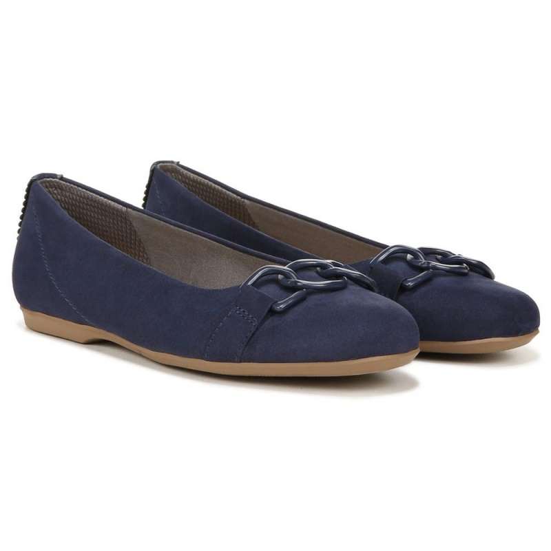 Navy Fabric Women\'s Dr. Scholl\'s Wexley Adorn Ballet Flats | 87069-PRFJ