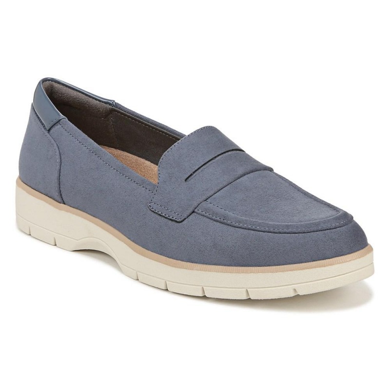 Oxid Blue Fabric Women's Dr. Scholl's Nice Day Medium/Wide Loafers | 98413-PJOI