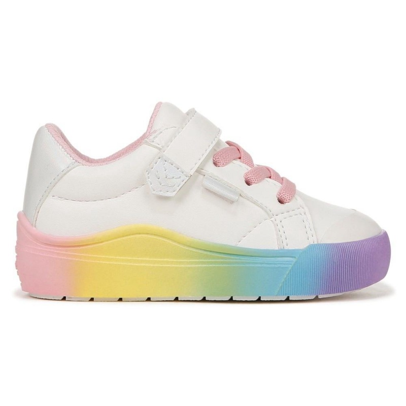 Rainbow White Faux Leather Boys' Dr. Scholl's Time Off Toddler/Little Lace Up Sneakers | 45863-YKHQ