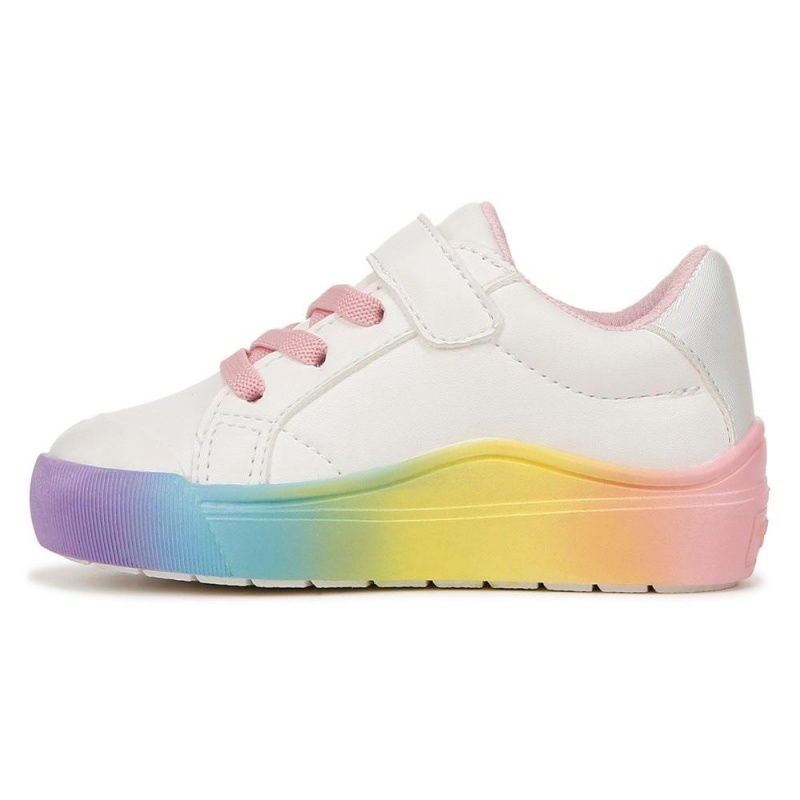 Rainbow White Faux Leather Girls' Dr. Scholl's Time Off Toddler/Little Lace Up Sneakers | 07312-DGKN