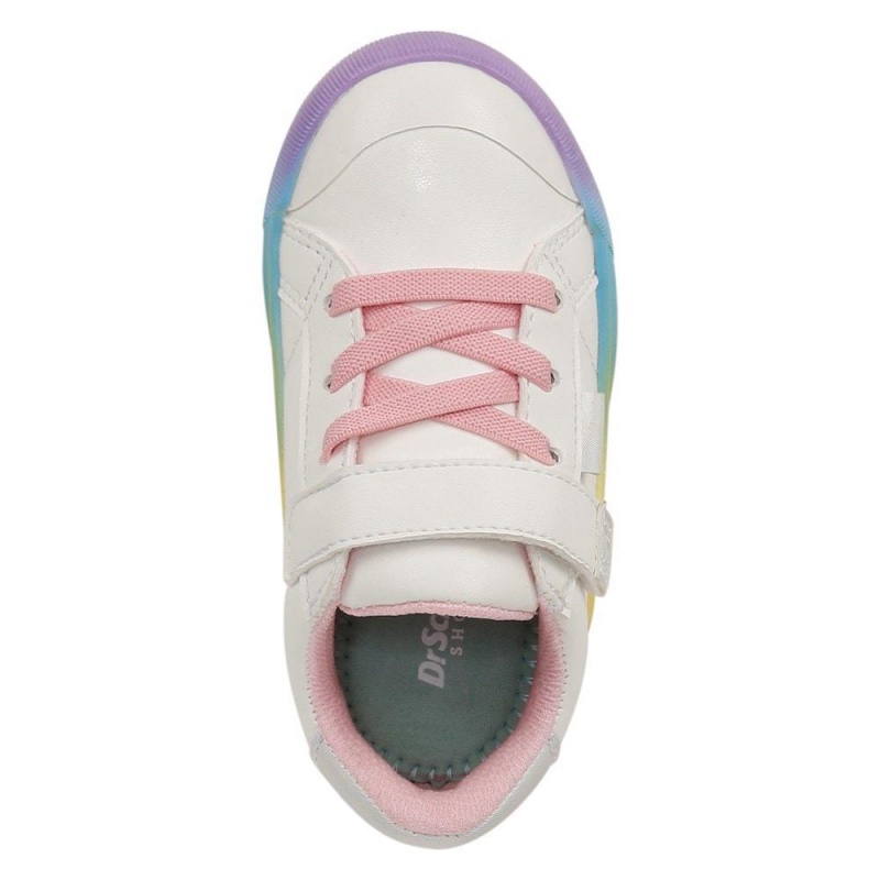 Rainbow White Faux Leather Girls' Dr. Scholl's Time Off Toddler/Little Lace Up Sneakers | 07312-DGKN