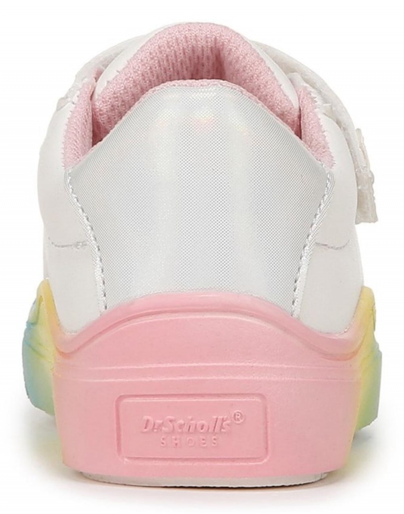 Rainbow White Faux Leather Girls' Dr. Scholl's Time Off Toddler/Little Lace Up Sneakers | 07312-DGKN