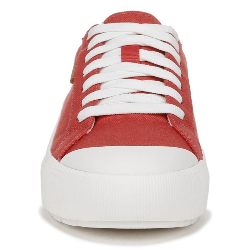 Red Fabric Women's Dr. Scholl's Time Off Lace Up Platform Sneakers | 37082-NBQZ