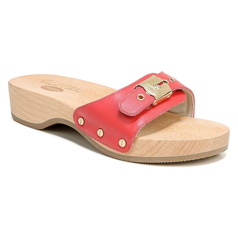 Red Leather Women's Dr. Scholl's Original Slide Sandals | 15470-GNIW