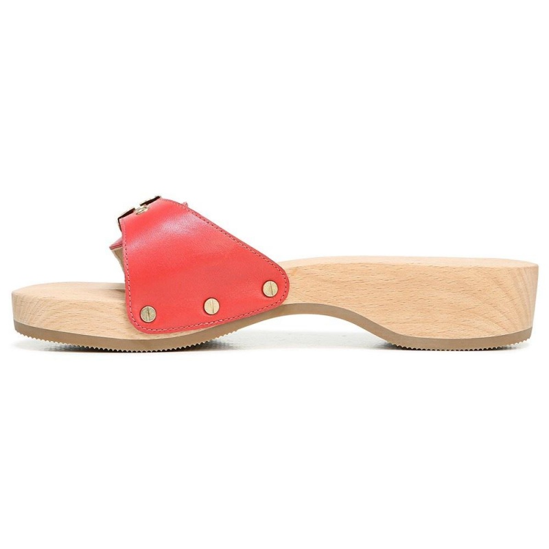 Red Leather Women's Dr. Scholl's Original Slide Sandals | 15470-GNIW