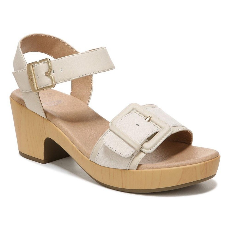 Seashell Beige Synthetic Women's Dr. Scholl's Felicity Too Block Heel Platform Sandals | 61385-RUIQ