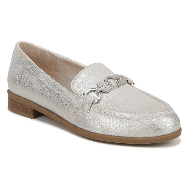 Silver Synthetic Women's Dr. Scholl's Rate Adorn Loafers | 07214-KLTU