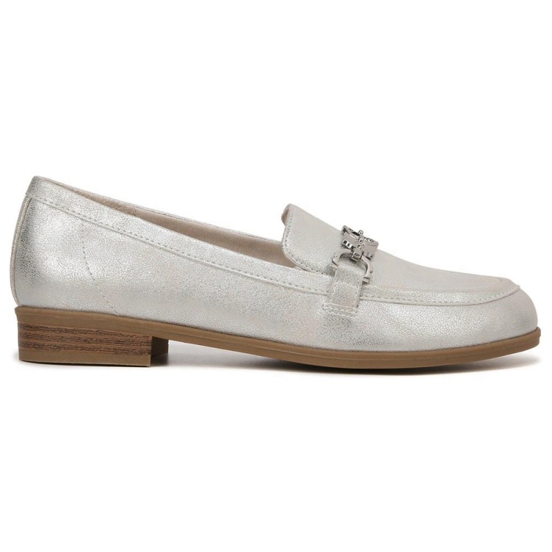 Silver Synthetic Women's Dr. Scholl's Rate Adorn Loafers | 07214-KLTU