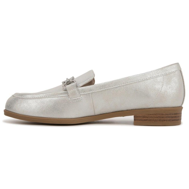 Silver Synthetic Women's Dr. Scholl's Rate Adorn Loafers | 07214-KLTU