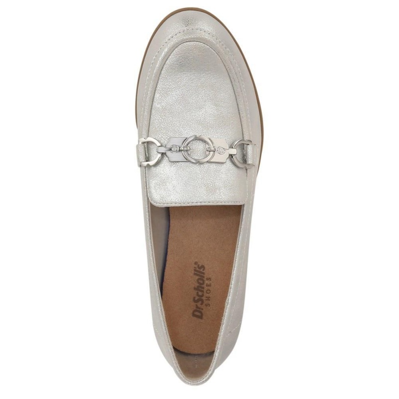 Silver Synthetic Women's Dr. Scholl's Rate Adorn Loafers | 07214-KLTU