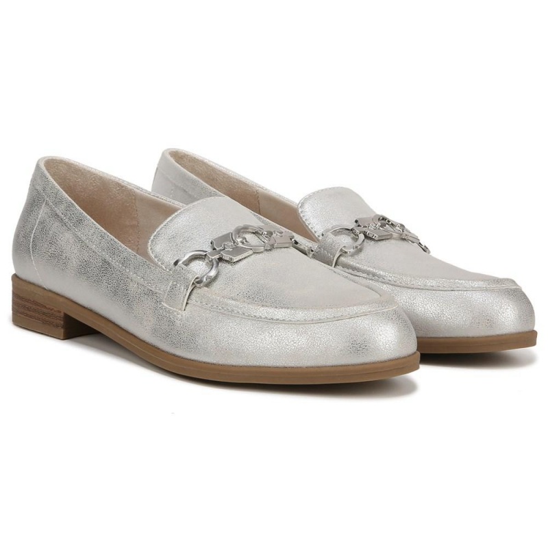 Silver Synthetic Women\'s Dr. Scholl\'s Rate Adorn Loafers | 07214-KLTU