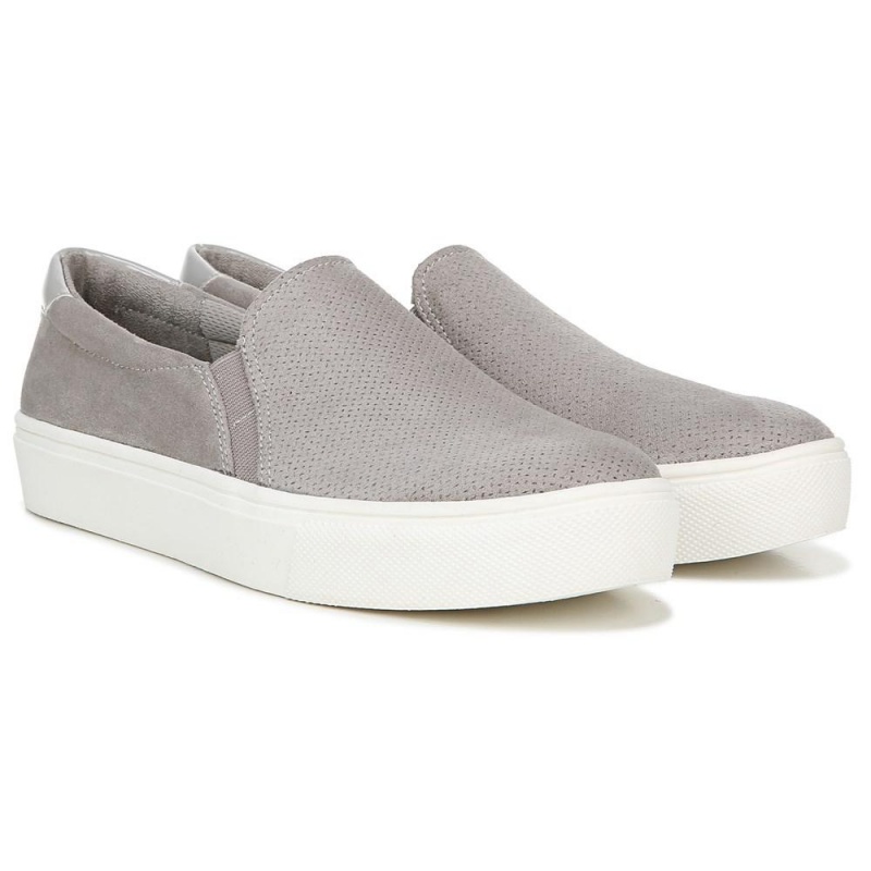 Soft Grey Microfiber Perf Women\'s Dr. Scholl\'s Nova Slip On Sneakers | 65127-FNVR