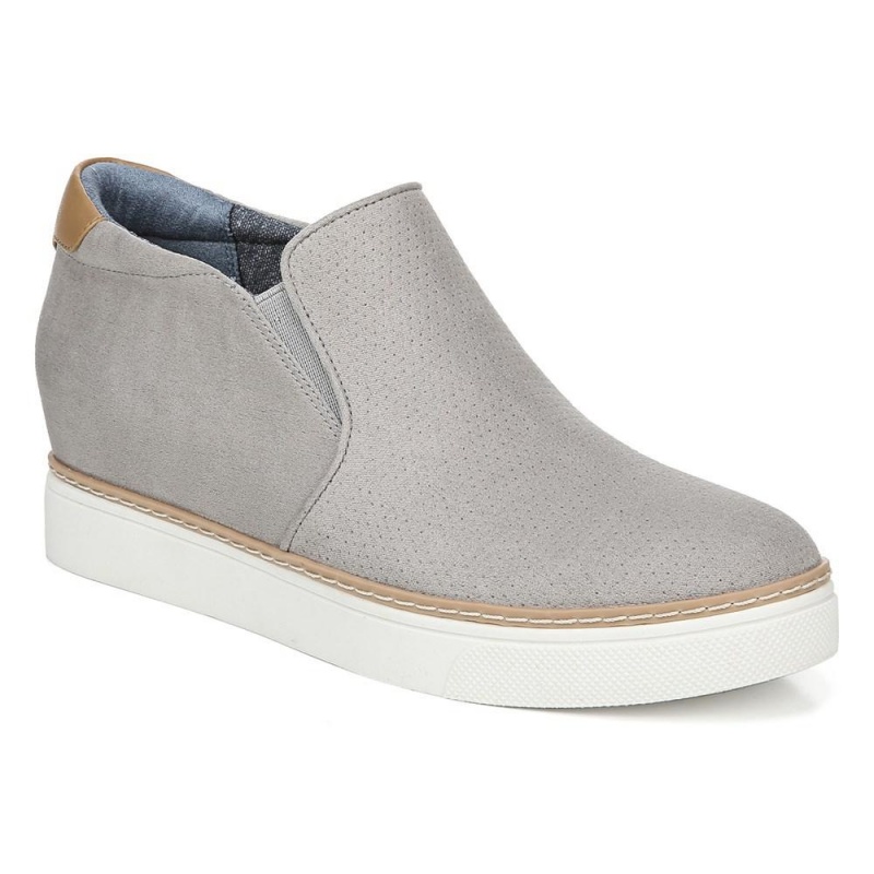 Soft Grey Microfiber Perf Women's Dr. Scholl's If Only Wedge High Top Sneakers | 67249-ZNTI