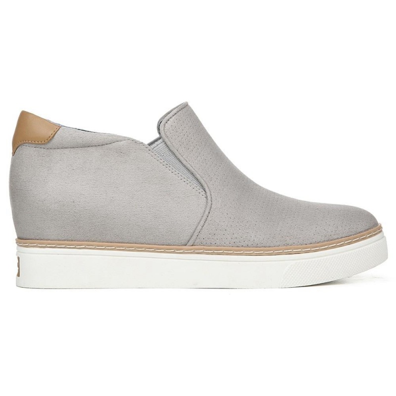 Soft Grey Microfiber Perf Women's Dr. Scholl's If Only Wedge High Top Sneakers | 67249-ZNTI