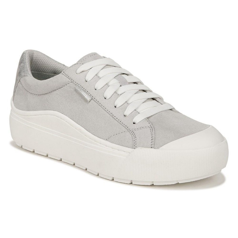 Vapor Grey Microfiber Women's Dr. Scholl's Time Off Lace Up Platform Sneakers | 48369-ANOS