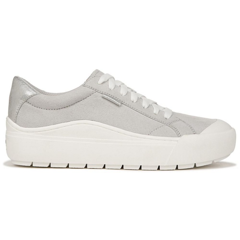 Vapor Grey Microfiber Women's Dr. Scholl's Time Off Lace Up Platform Sneakers | 48369-ANOS