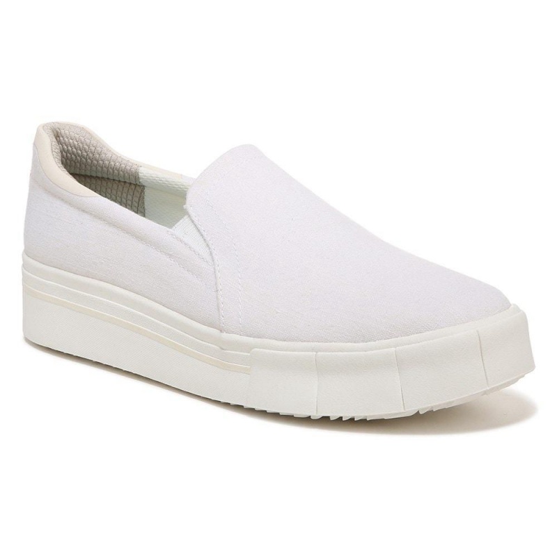 White Fabric Women's Dr. Scholl's Happiness Lo Slip On Sneakers | 76418-HYQA