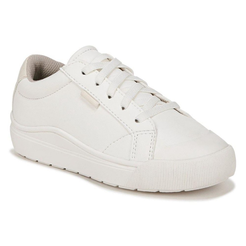 White Faux Leather Boys' Dr. Scholl's Time Off Little Lace Up Sneakers | 63527-GUNI