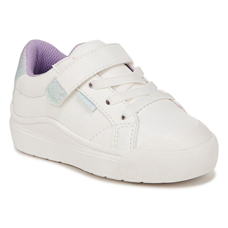 White Faux Leather Girls' Dr. Scholl's Time Off Toddler/Little Lace Up Sneakers | 71036-LVFU