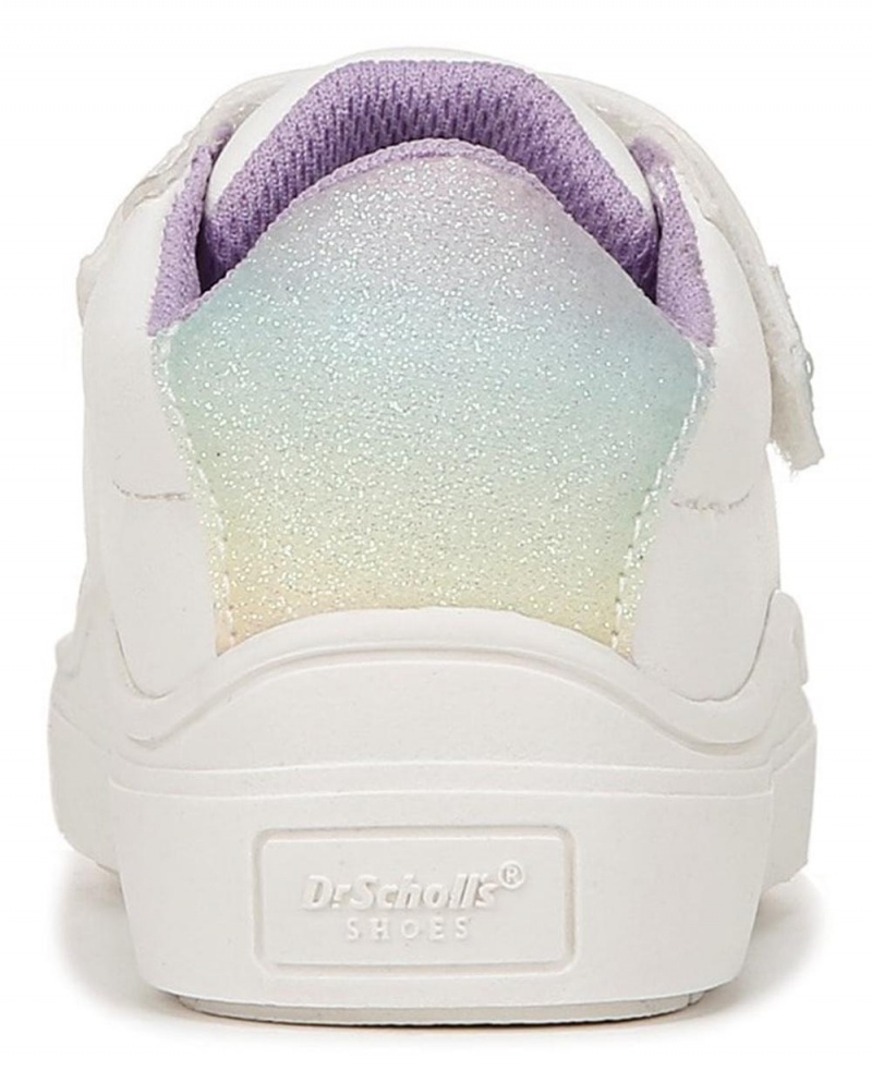 White Faux Leather Girls' Dr. Scholl's Time Off Toddler/Little Lace Up Sneakers | 71036-LVFU