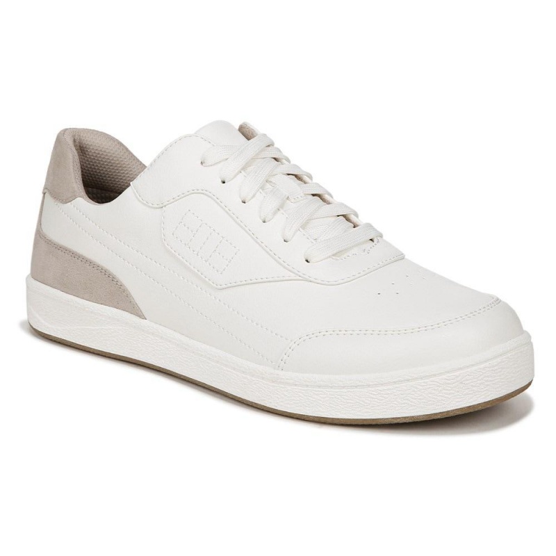 White Faux Leather Men's Dr. Scholl's Dink It Lace Up Sneakers | 37841-FHLG