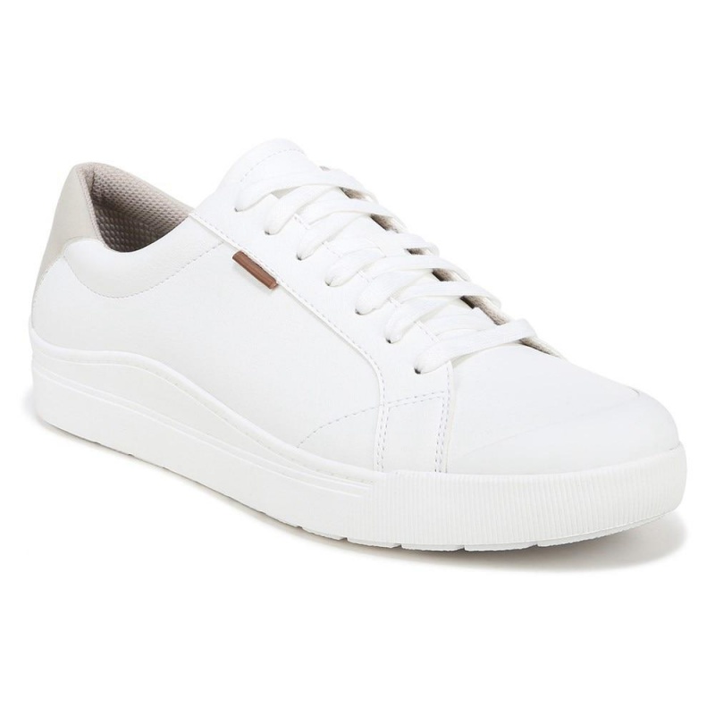 White Faux Leather Men's Dr. Scholl's Time Off Lace Up Sneakers | 85263-TXUN