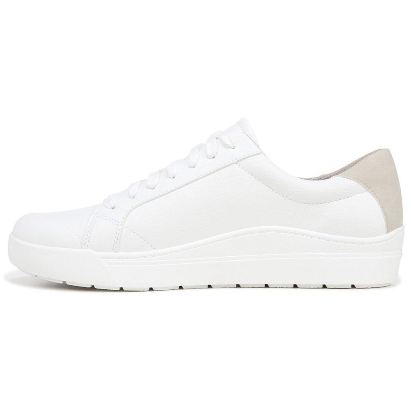 White Faux Leather Men's Dr. Scholl's Time Off Lace Up Sneakers | 85263-TXUN